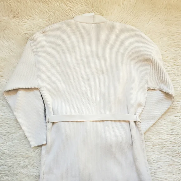Zara Ribbed Knit Coat M Cream NWT - Picture 13 of 14